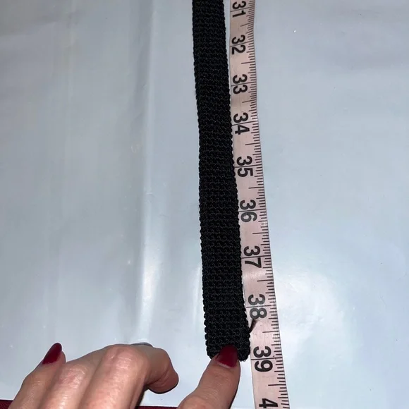 THE SAK BLACK Belt Woven Women's Size Medium 1” wide silver buckle TEXTURED BELT - Picture 4 of 11